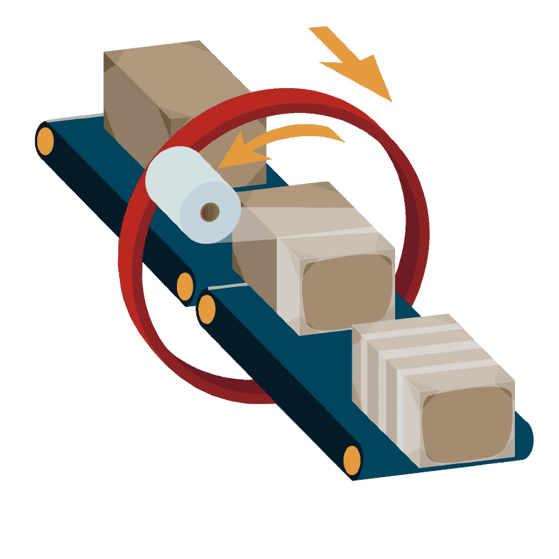 Esquema básico de funcionamiento de la ORM-FA, envolvedora horizontal